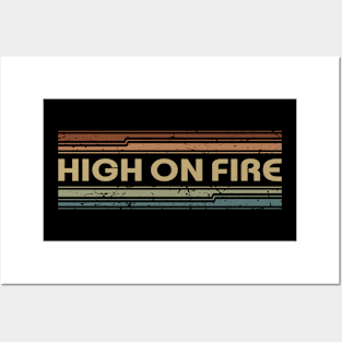 High On Fire Retro Lines Posters and Art